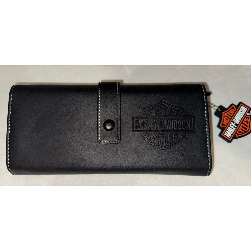 Unisex Faux Leather Harley Davidson Tri Fold Wallet Travel Tech‎ Organizer New